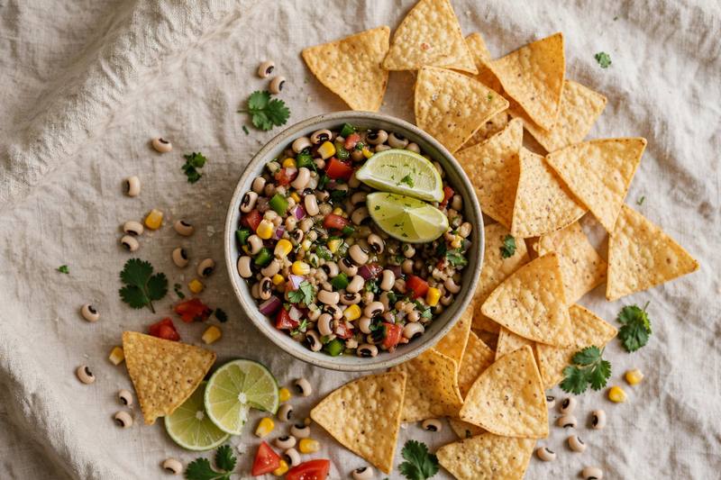Photo of Cowboy Caviar with Tortilla Chips, a snack recipe from FluentFuel