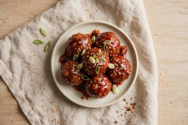 Photo of Gochujang Glazed Meatballs, a snack recipe from FluentFuel