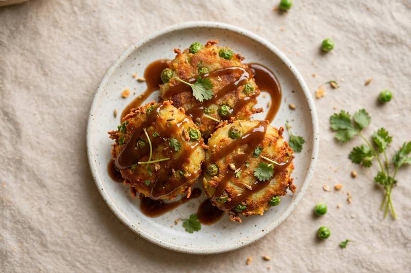 Photo of Aloo Tikki with Tamarind, a snack recipe from FluentFuel