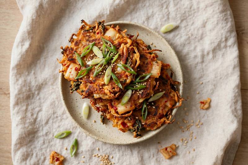 Photo of Kimchi Pancakes, a snack recipe from FluentFuel