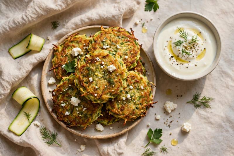 Photo of Zucchini Fritters with Yogurt, a snack recipe from FluentFuel
