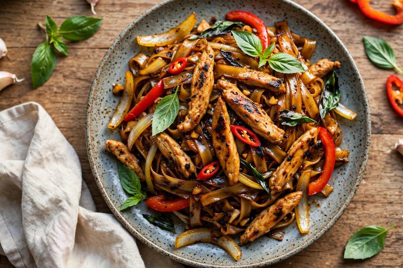 Photo of Pad Kee Mao (Drunken Noodles with Chicken), a dinner recipe from FluentFuel