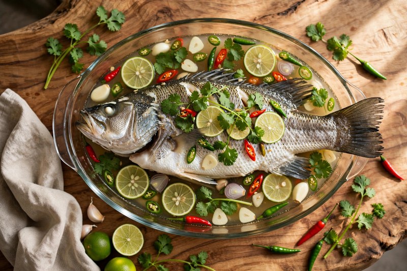 Photo of Pla Nueng Manao (Steamed Fish with Lime), a dinner recipe from FluentFuel
