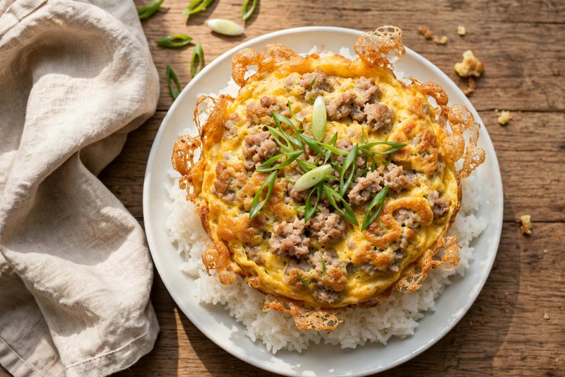 Photo of Kai Jeow Moo Sap (Thai Pork Omelet), a breakfast recipe from FluentFuel