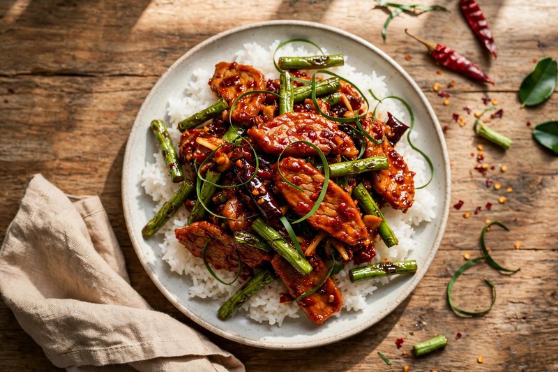 Photo of Pad Prik King Moo (Dry Red Curry Pork), a dinner recipe from FluentFuel