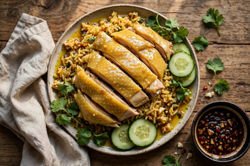 Photo of Khao Man Gai (Thai Chicken Rice), a lunch recipe from FluentFuel
