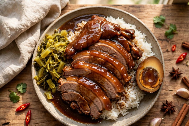 Photo of Khao Kha Moo (Braised Pork Leg over Rice), a dinner recipe from FluentFuel
