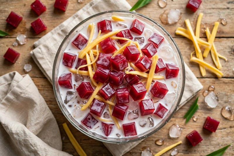 Photo of Tub Tim Grob (Water Chestnut Rubies), a snack recipe from FluentFuel