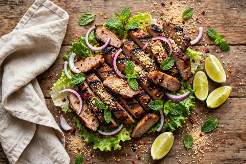 Photo of Nam Tok Moo (Waterfall Grilled Pork), a dinner recipe from FluentFuel