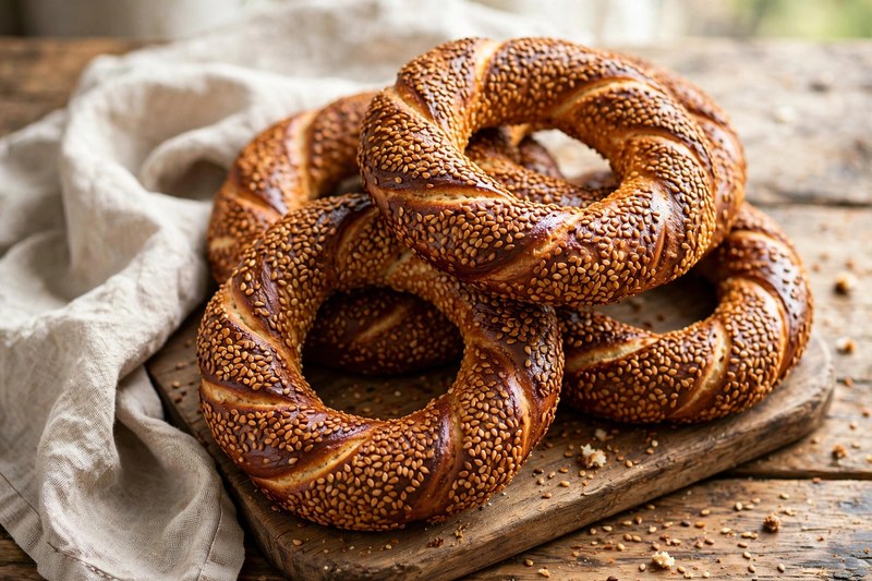 Photo of Simit (Sesame Bread Rings), a breakfast recipe from FluentFuel