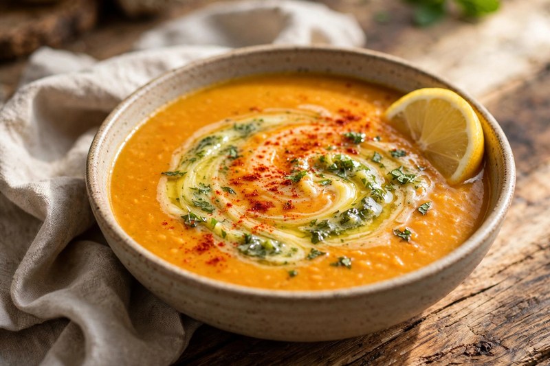 Photo of Mercimek Corbasi (Red Lentil Soup), a lunch recipe from FluentFuel