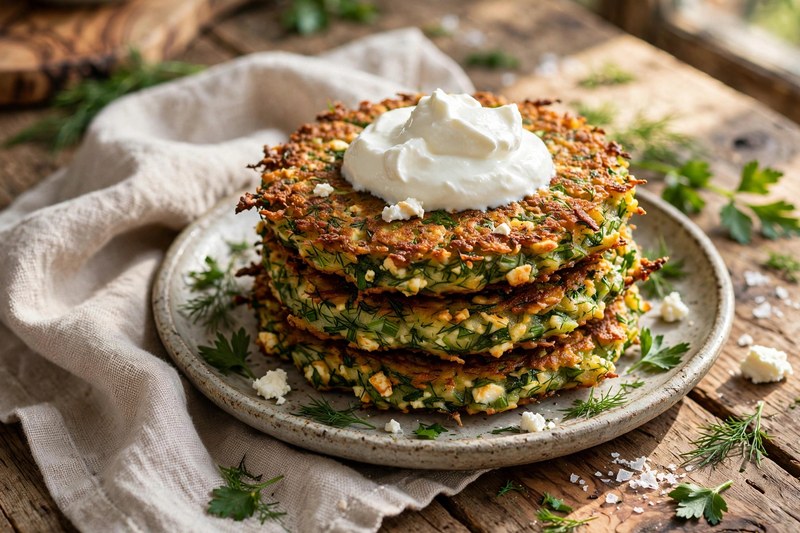 Photo of Mucver (Zucchini Fritters), a lunch recipe from FluentFuel