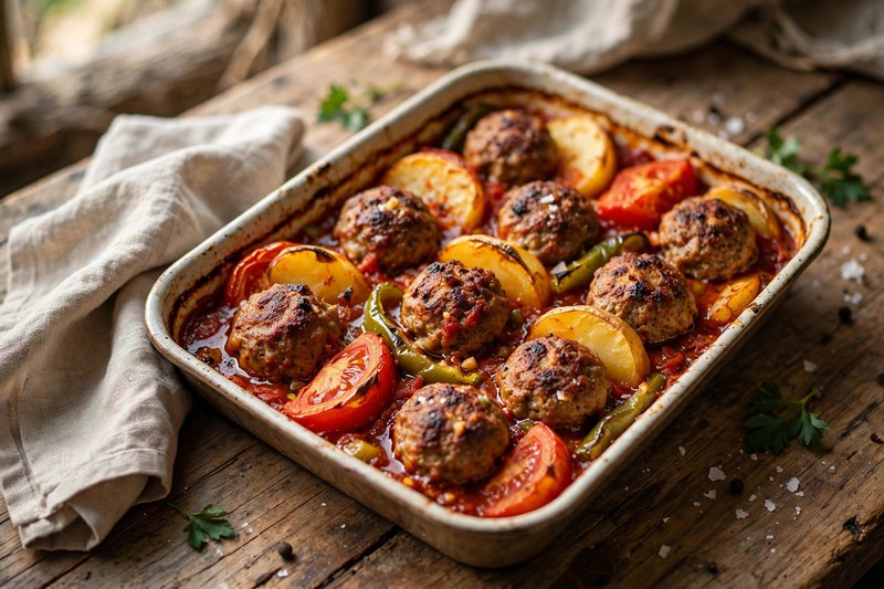 Photo of Izmir Kofte (Baked Meatballs & Potatoes), a dinner recipe from FluentFuel