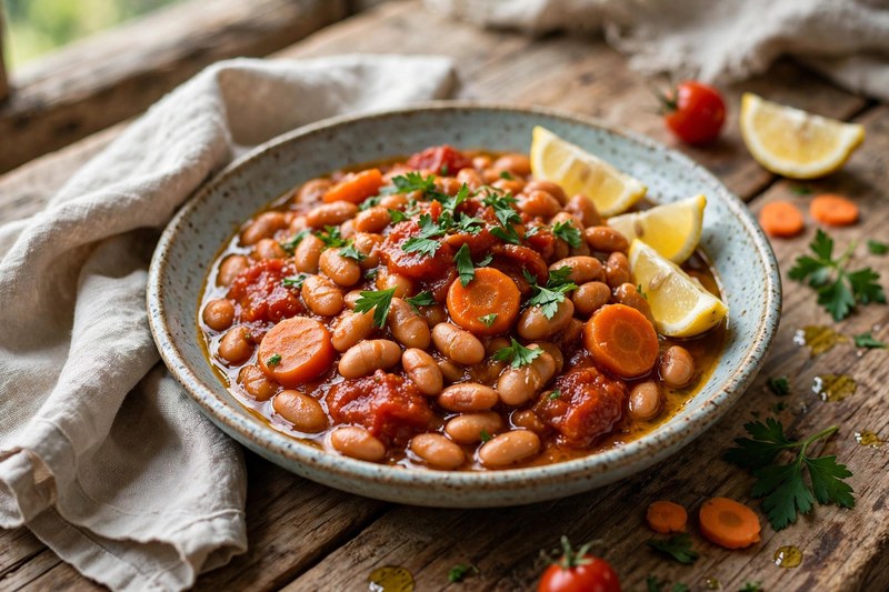 Photo of Barbunya Pilaki (Borlotti Beans in Olive Oil), a lunch recipe from FluentFuel