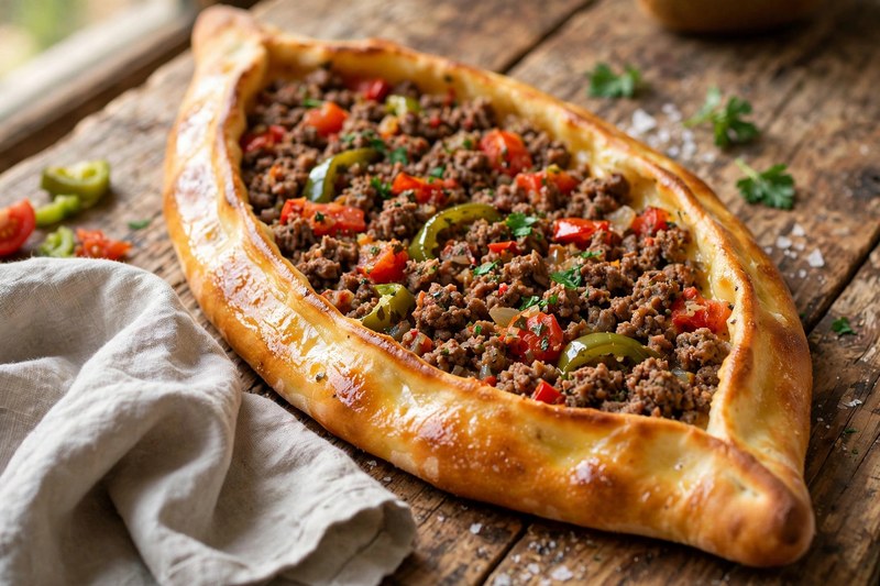 Photo of Kiymali Pide (Minced-Meat Flatbread), a dinner recipe from FluentFuel
