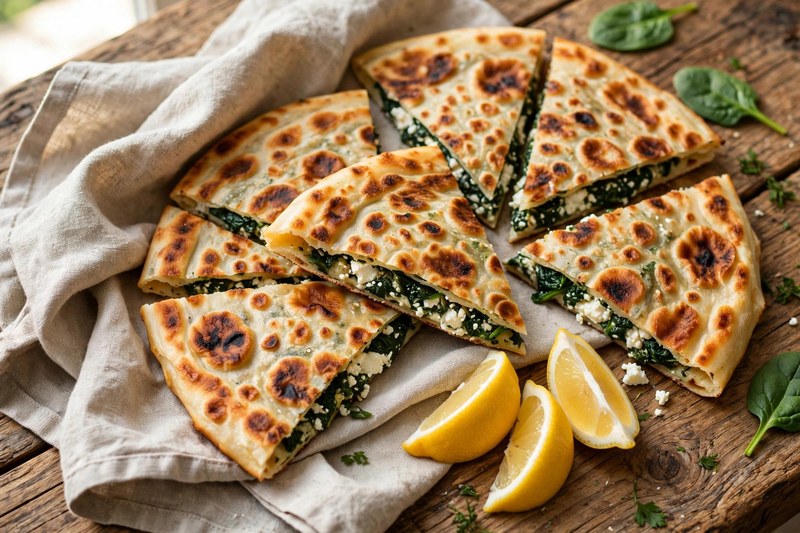 Photo of Spinach & Feta Gozleme, a lunch recipe from FluentFuel