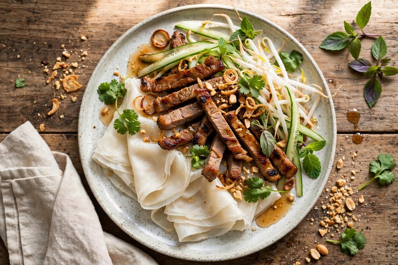 Photo of Banh Uot Thit Nuong, a breakfast recipe from FluentFuel
